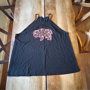 Black Tank Top with Pink Wyoming Buffalo Floral Design